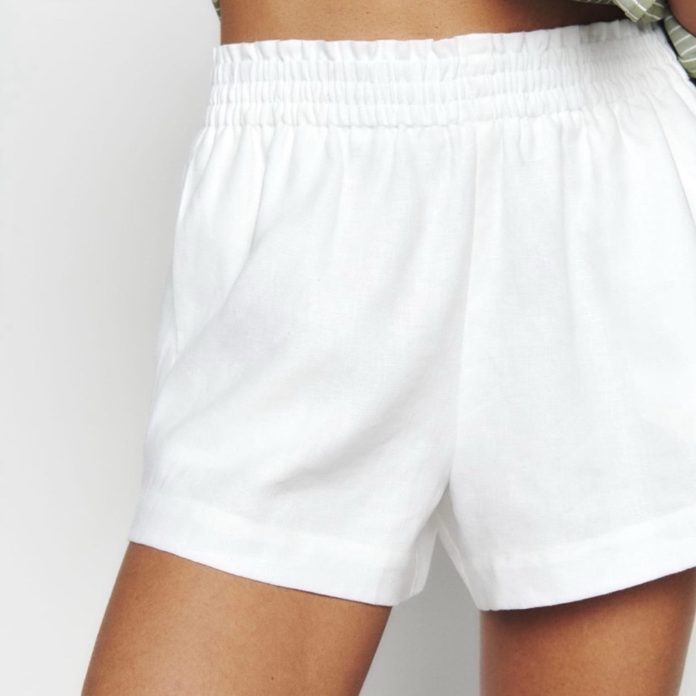 Reformation Women's White Linen Shorts